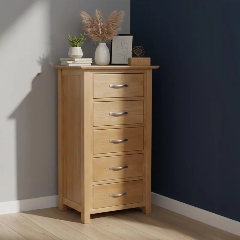 Photo 1 of Nimbus narrow chest - 5 drawer - oak Photo 1 of Nimbus narrow chest - 5 drawer - oak
