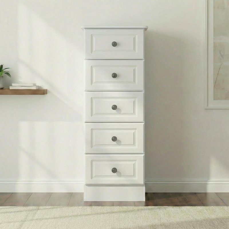 Photo 1 of Pembroke chest - narrow - 5 drawer - white Photo 1 of Pembroke chest - narrow - 5 drawer - white