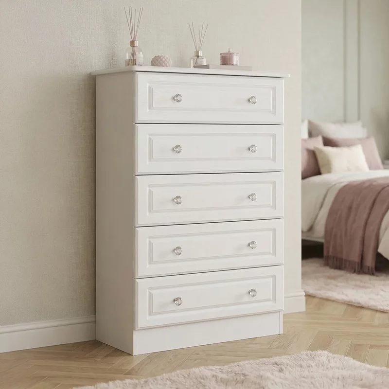 Photo 1 of Crystal chest - 5 drawer - white Photo 1 of Crystal chest - 5 drawer - white