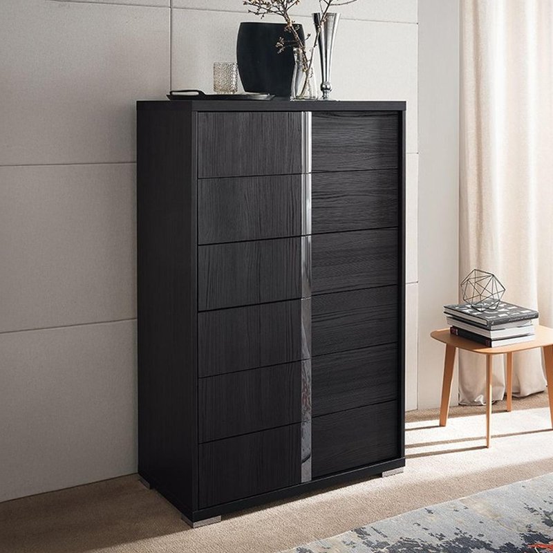 Photo 1 of Etna narrow chest - 5 drawer - black pine eco veneer Photo 1 of Etna narrow chest - 5 drawer - black pine eco veneer