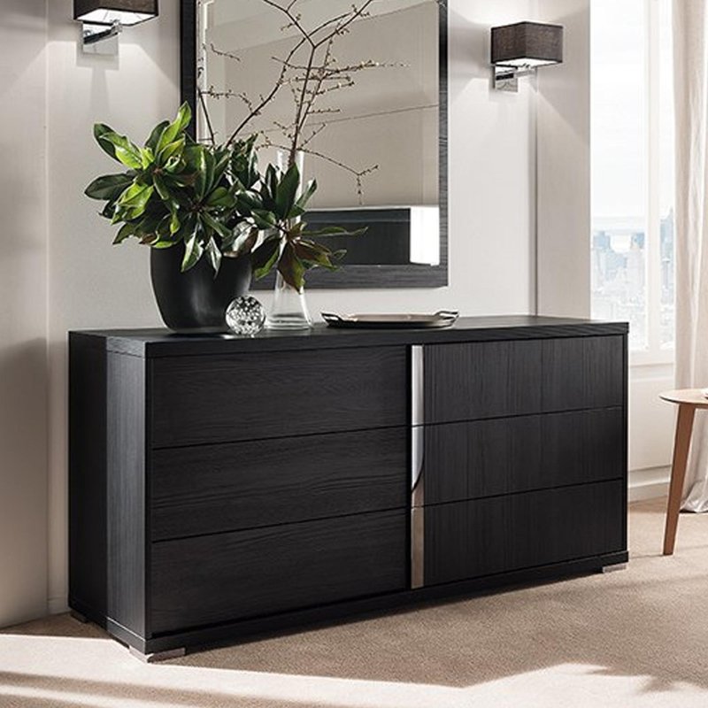 Photo 1 of Etna wide chest - 6 drawer - black pine eco veneer Photo 1 of Etna wide chest - 6 drawer - black pine eco veneer
