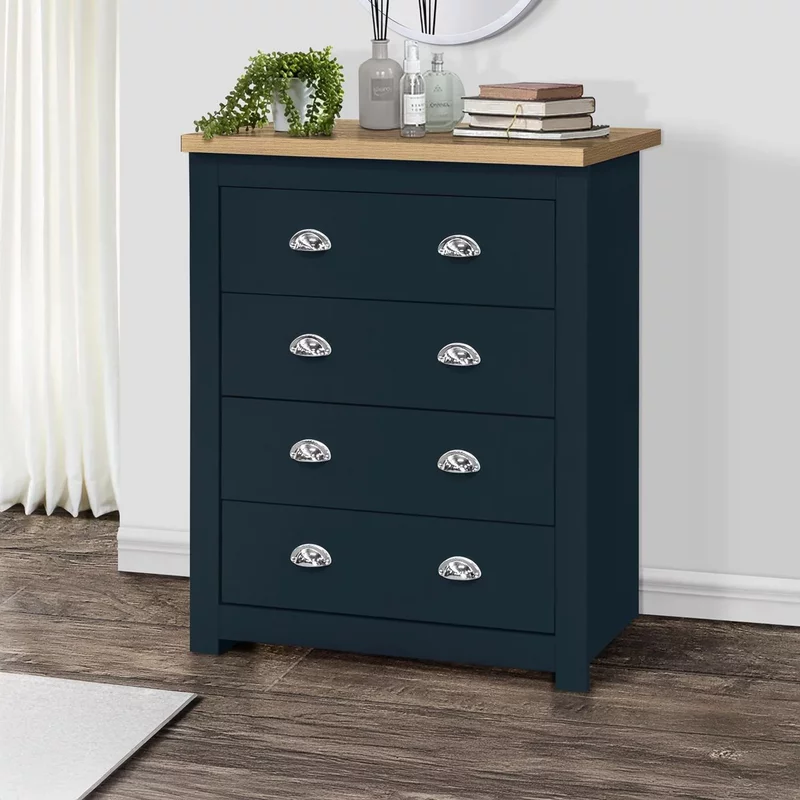 Photo 1 of Highgate chest - 4 drawer - navy blue painted Photo 1 of Highgate chest - 4 drawer - navy blue painted