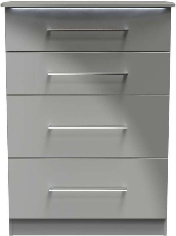 Photo 1 of Paris chest - deep - 4 drawer - grey gloss Photo 1 of Paris chest - deep - 4 drawer - grey gloss