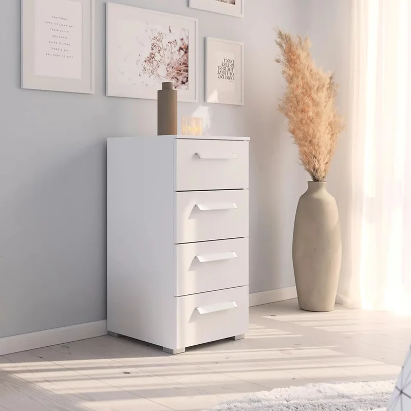 Photo 1 of Evelyn narrow chest - 4 drawer - alpine white Photo 1 of Evelyn narrow chest - 4 drawer - alpine white