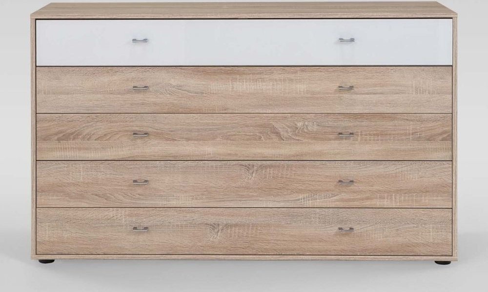 Photo 1 of Tokio chest - 5 drawer - rustic oak - silver handle Photo 1 of Tokio chest - 5 drawer - rustic oak - silver handle