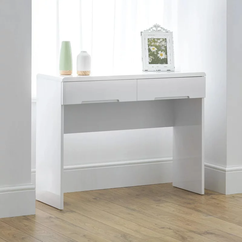 Photo 1 of Manhattan dressing table - 2 drawer - white gloss Photo 1 of Manhattan dressing table - 2 drawer - white gloss