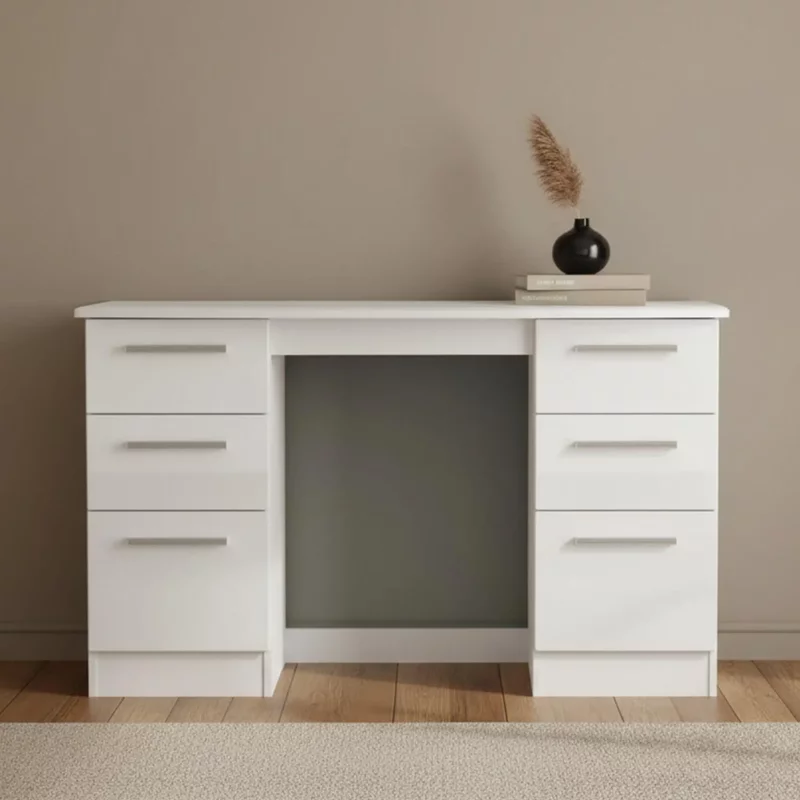 Photo 1 of Knightsbridge dressing table - double - 6 drawer - white gloss Photo 1 of Knightsbridge dressing table - double - 6 drawer - white gloss