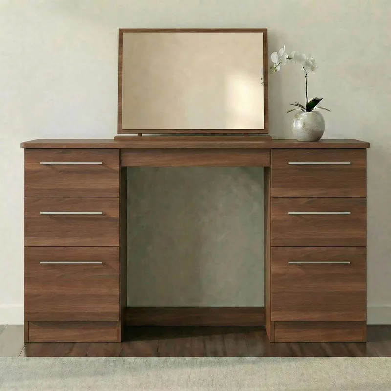 Photo 1 of Sherwood double dressing table - 6 drawer - walnut Photo 1 of Sherwood double dressing table - 6 drawer - walnut