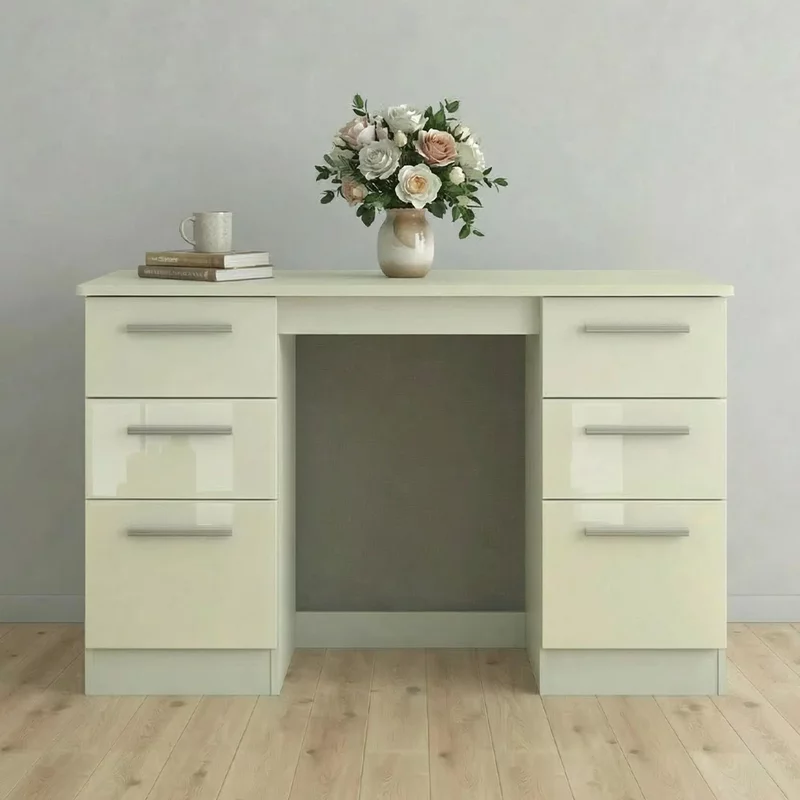 Photo 1 of Knightsbridge dressing table - 6 drawer - double - cream gloss Photo 1 of Knightsbridge dressing table - 6 drawer - double - cream gloss