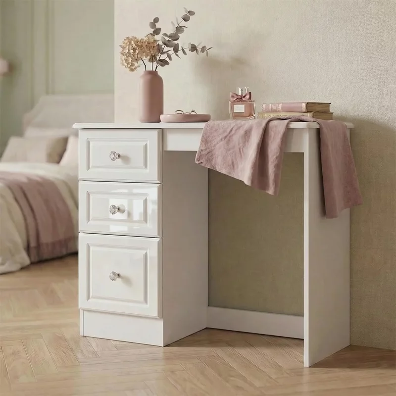 Photo 1 of Balmoral dressing table - 3 drawer - single - white gloss Photo 1 of Balmoral dressing table - 3 drawer - single - white gloss