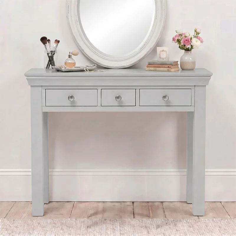 Photo 1 of Paisley dressing table - 3 drawer - grey painted Photo 1 of Paisley dressing table - 3 drawer - grey painted
