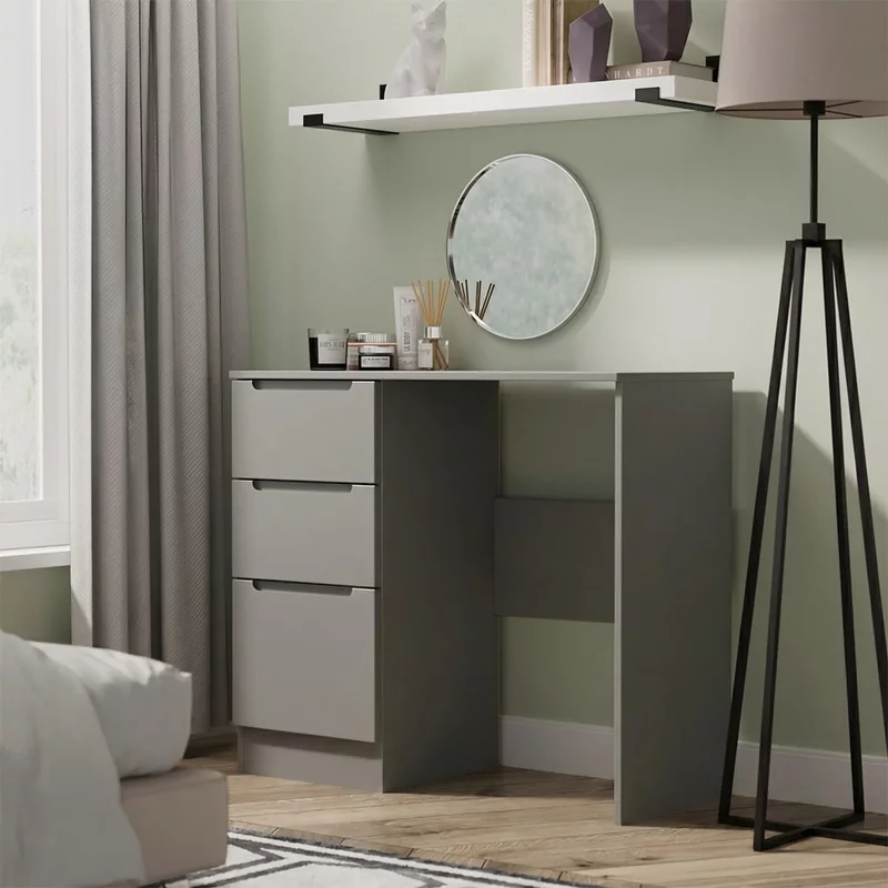 Photo 1 of Milan dressing table - single - 3 drawer - grey Photo 1 of Milan dressing table - single - 3 drawer - grey