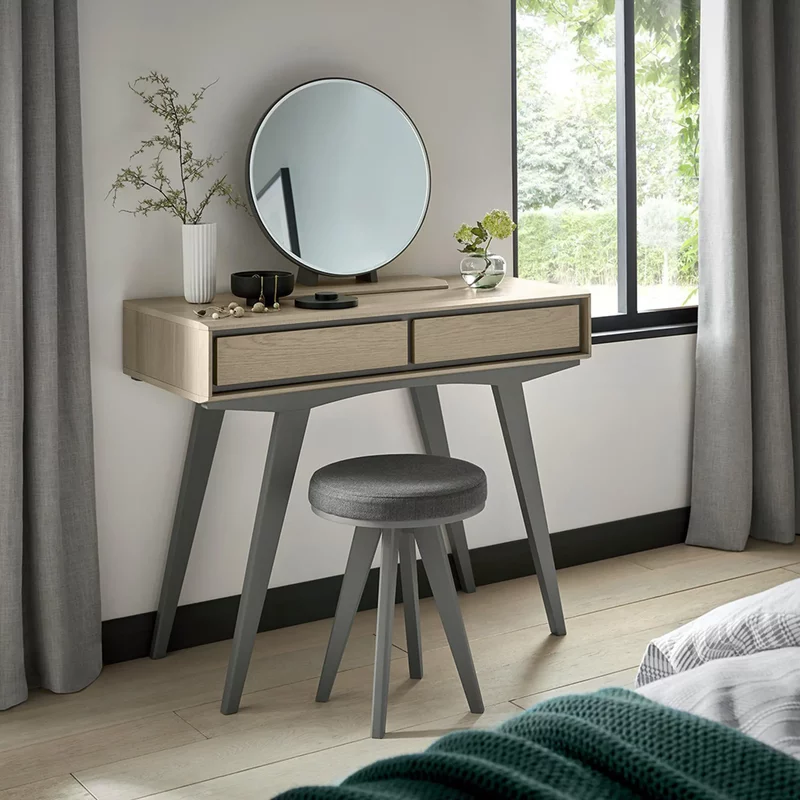 Photo 1 of Brunel scandi oak & dark grey dressing table - 1 drawer Photo 1 of Brunel scandi oak & dark grey dressing table - 1 drawer