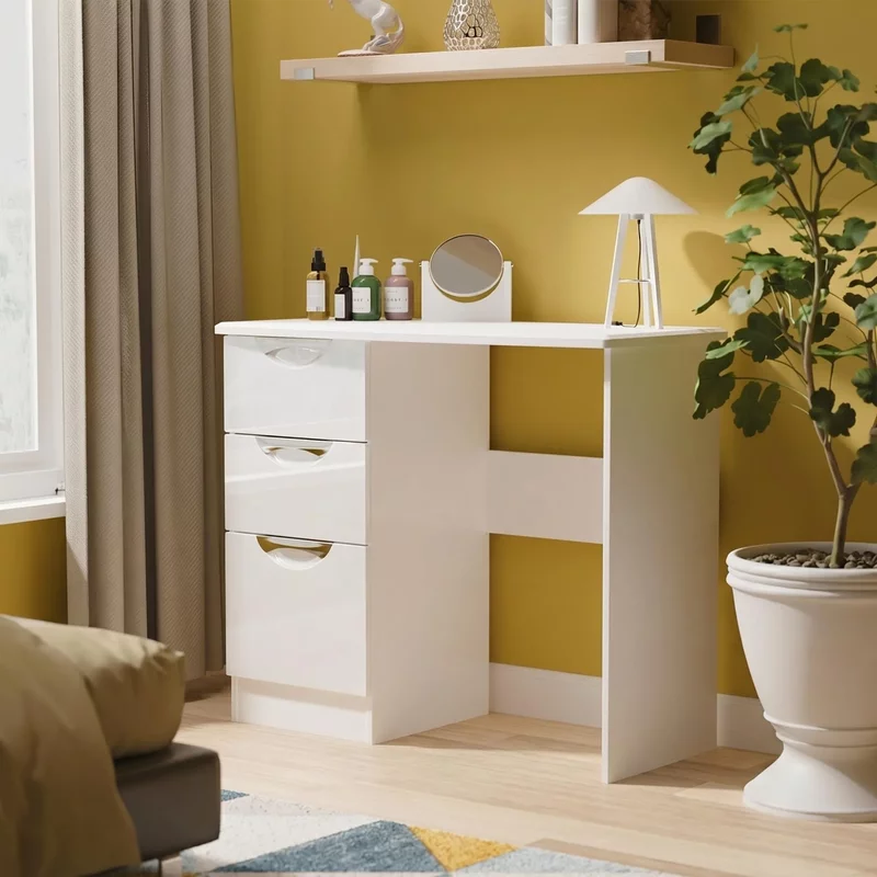 Photo 1 of Camden dressing table - 3 drawer - single - white gloss Photo 1 of Camden dressing table - 3 drawer - single - white gloss