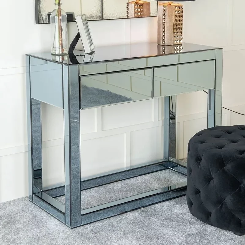 Photo 1 of Clearance - moda smoke mirrored 2 drawer dressing table Photo 1 of Clearance - moda smoke mirrored 2 drawer dressing table