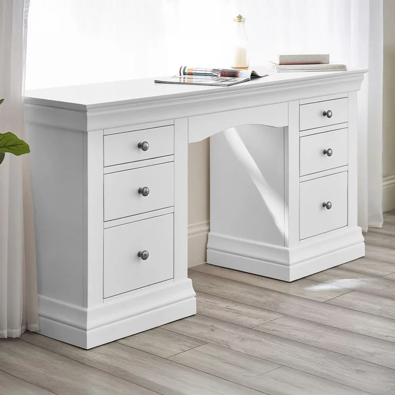 Photo 1 of Clermont double dressing table - 6 drawer - white Photo 1 of Clermont double dressing table - 6 drawer - white