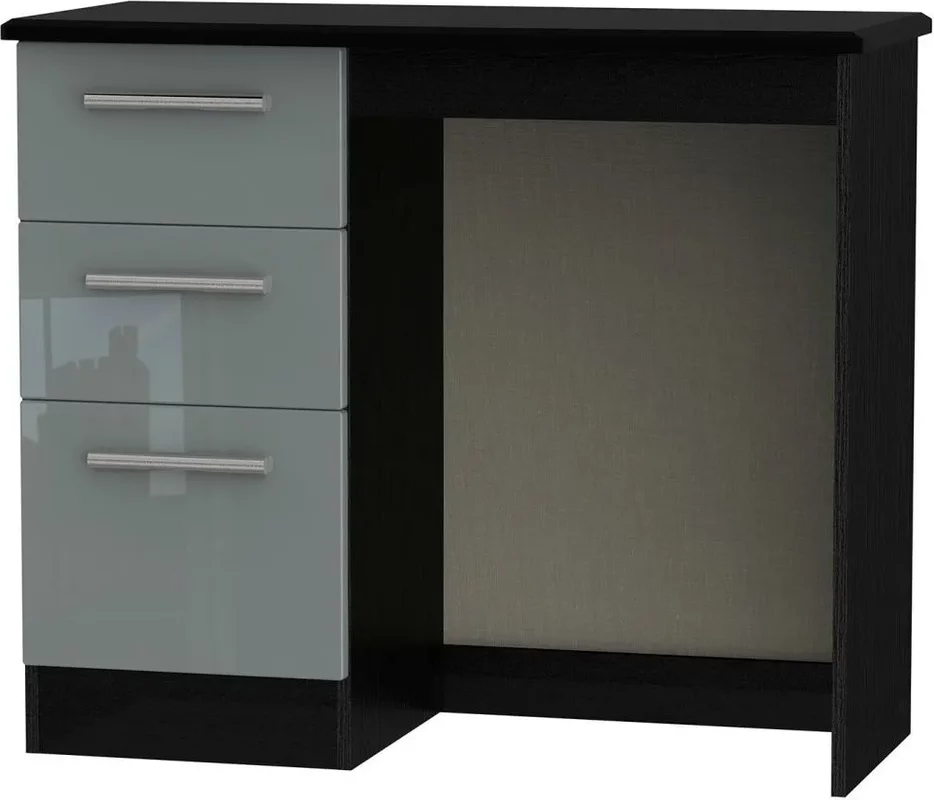 Photo 1 of Knightsbridge dressing table - single - 3 drawer - grey gloss and black Photo 1 of Knightsbridge dressing table - single - 3 drawer - grey gloss and black