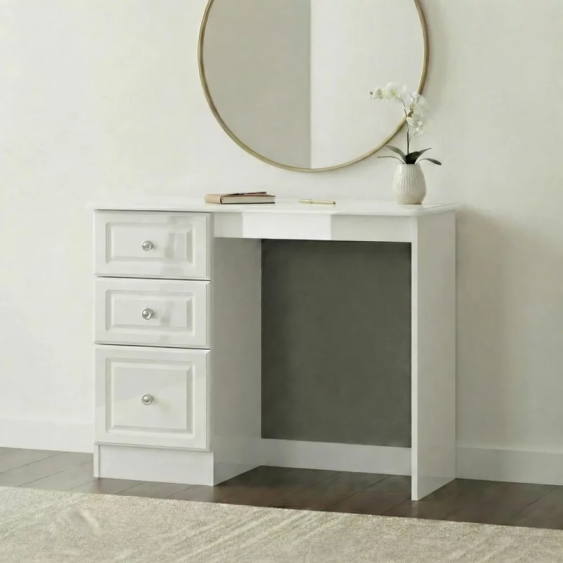 Photo 1 of Pembroke dressing table - single - 3 drawer - white gloss Photo 1 of Pembroke dressing table - single - 3 drawer - white gloss