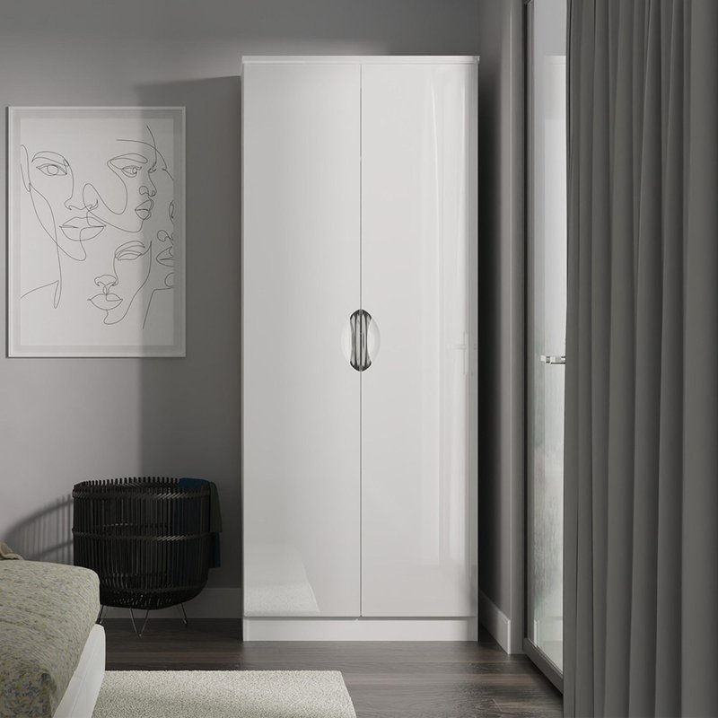 Photo 1 of Camden wardrobe - 2 door - plain - white gloss Photo 1 of Camden wardrobe - 2 door - plain - white gloss