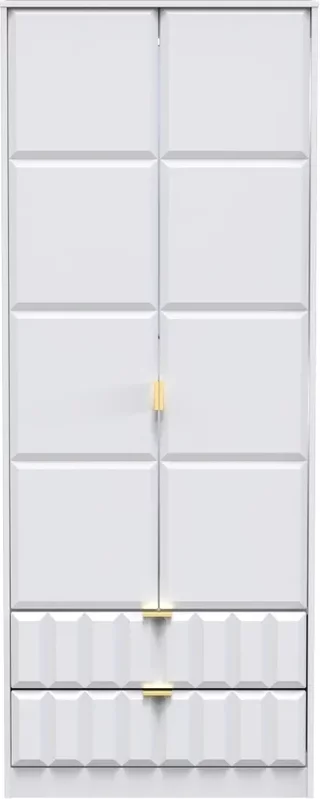 Photo 1 of Cube tall wardrobe - 2 door - 2 drawer - white Photo 1 of Cube tall wardrobe - 2 door - 2 drawer - white