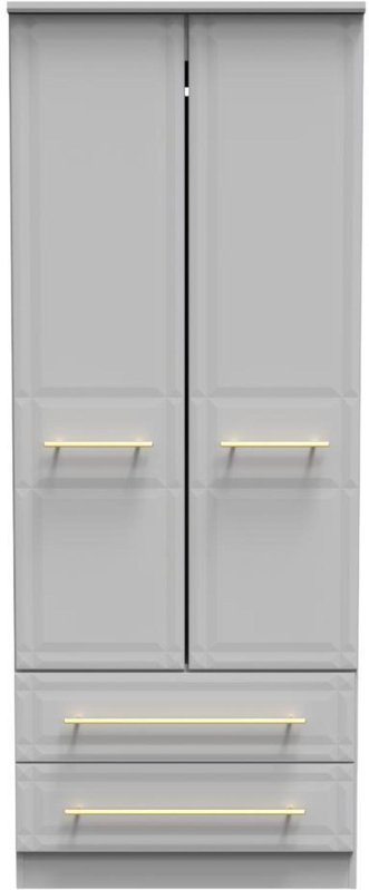 Photo 1 of Faye wardrobe - 2 door - 2 drawer - double - grey Photo 1 of Faye wardrobe - 2 door - 2 drawer - double - grey