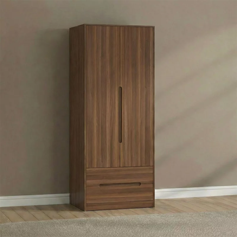 Photo 1 of Monaco wardrobe - 2 door - 2 drawers - plain - tall - noche walnut Photo 1 of Monaco wardrobe - 2 door - 2 drawers - plain - tall - noche walnut
