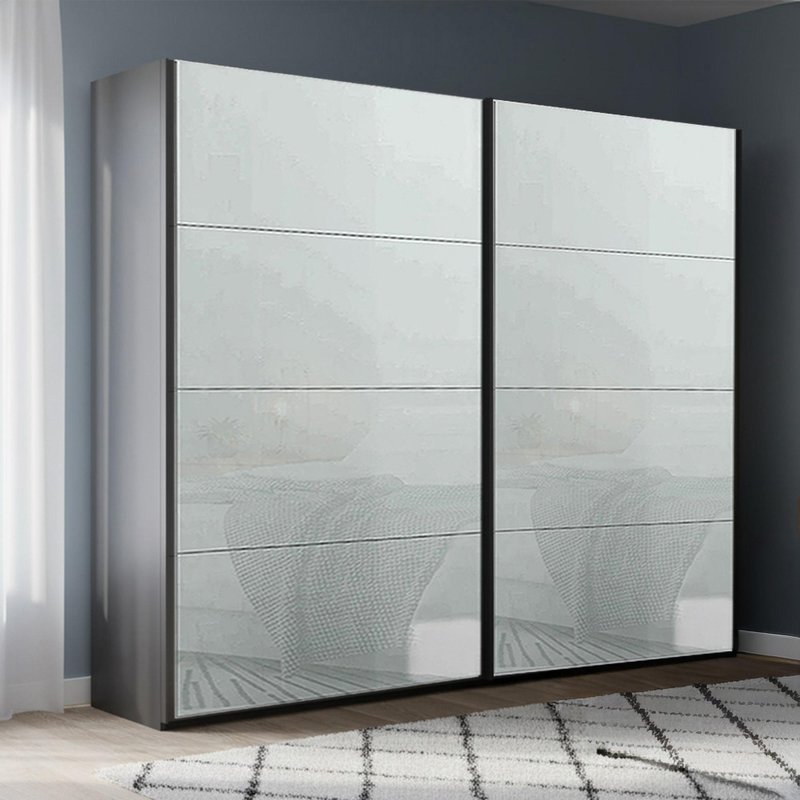 Photo 1 of Beluga extra sliding wardrobe - 226cm - 2 door - graphite & silk grey glass Photo 1 of Beluga extra sliding wardrobe - 226cm - 2 door - graphite & silk grey glass