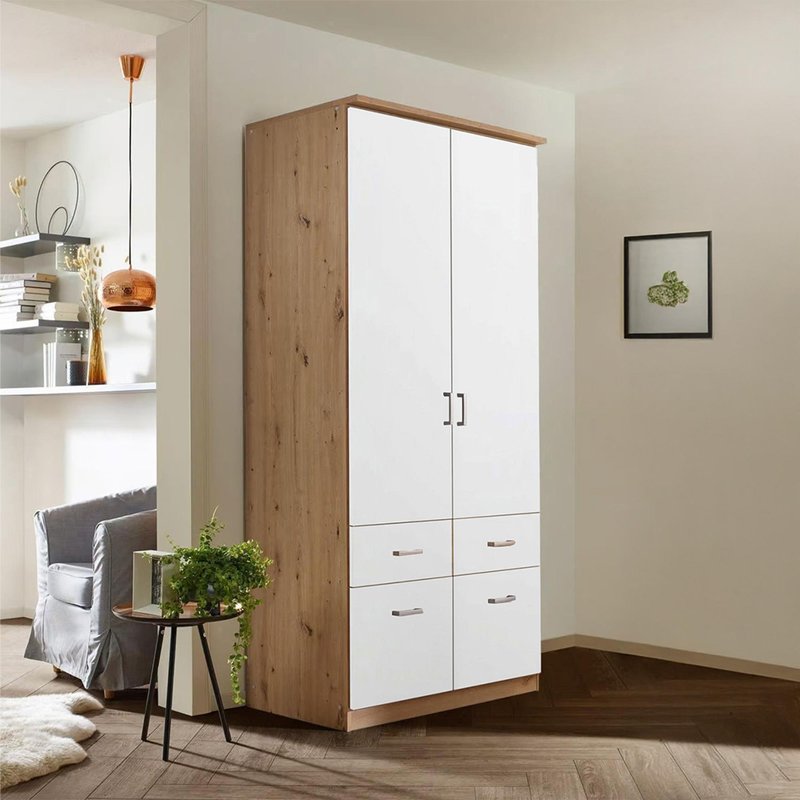 Photo 1 of Celle wardrobe - 91cm - 2 door - artisan oak & alpine white - 4 drawer Photo 1 of Celle wardrobe - 91cm - 2 door - artisan oak & alpine white - 4 drawer