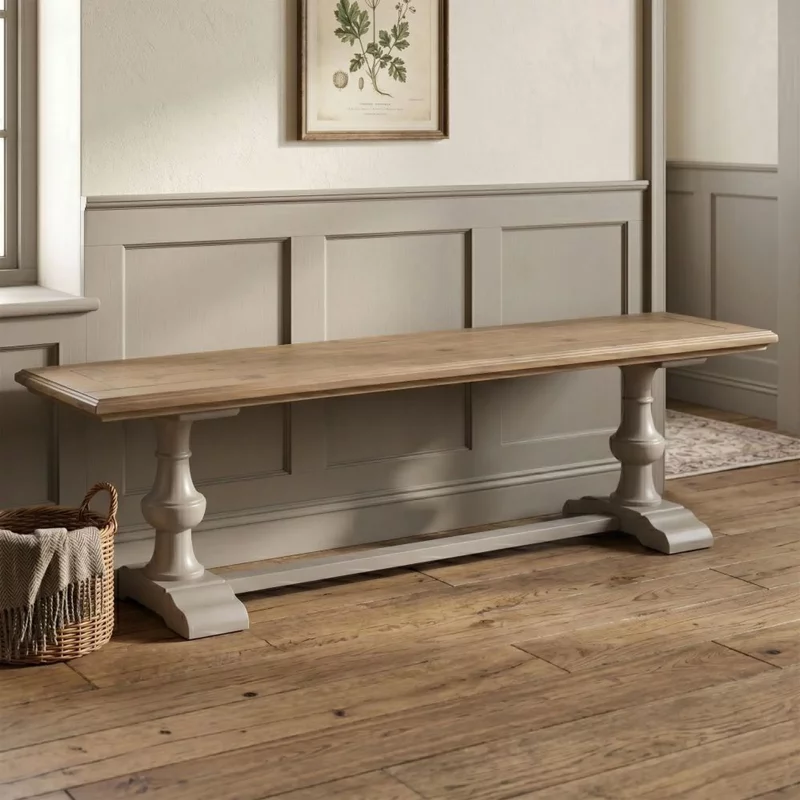 Photo 1 of Chateau dining bench - grey painted - pine Photo 1 of Chateau dining bench - grey painted - pine