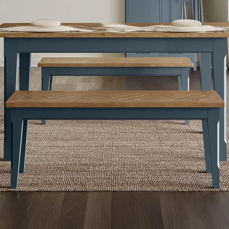 Photo 1 of Signature blue dining bench - 130cm Photo 1 of Signature blue dining bench - 130cm