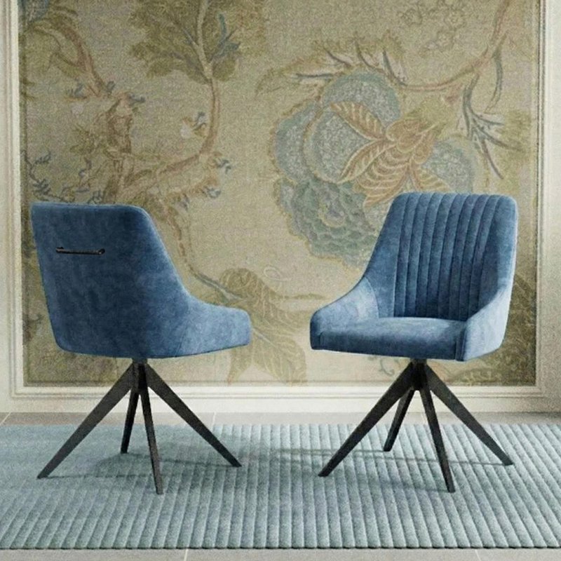 Photo 1 of 2 x hico blue fabric swivel dining chair Photo 1 of 2 x hico blue fabric swivel dining chair