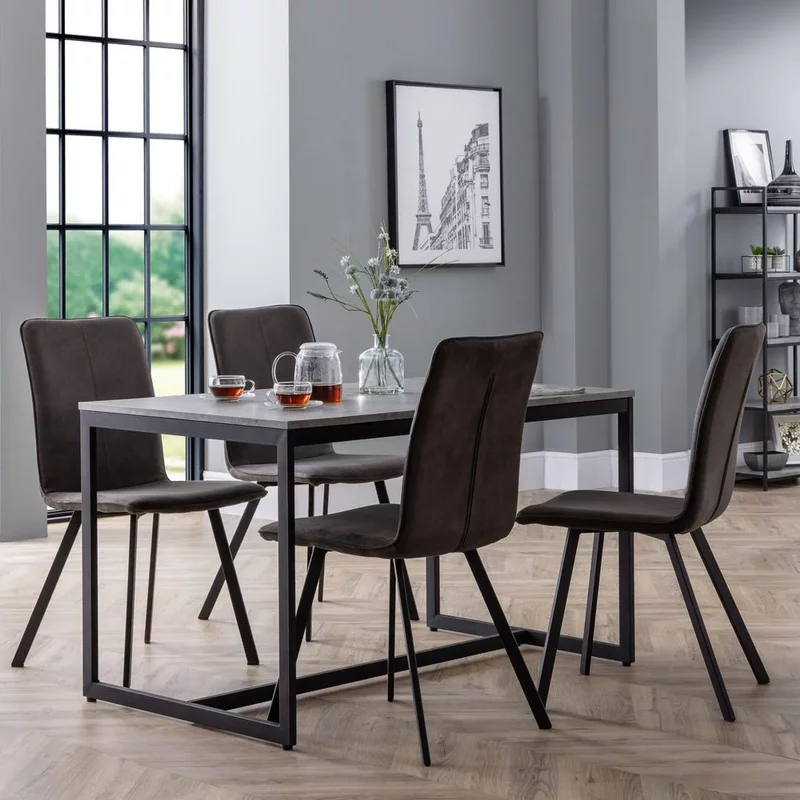 Photo 1 of Staten dining set - 4 seater - 120cm - monroe chairs - 4 chairs - concrete Photo 1 of Staten dining set - 4 seater - 120cm - monroe chairs - 4 chairs - concrete