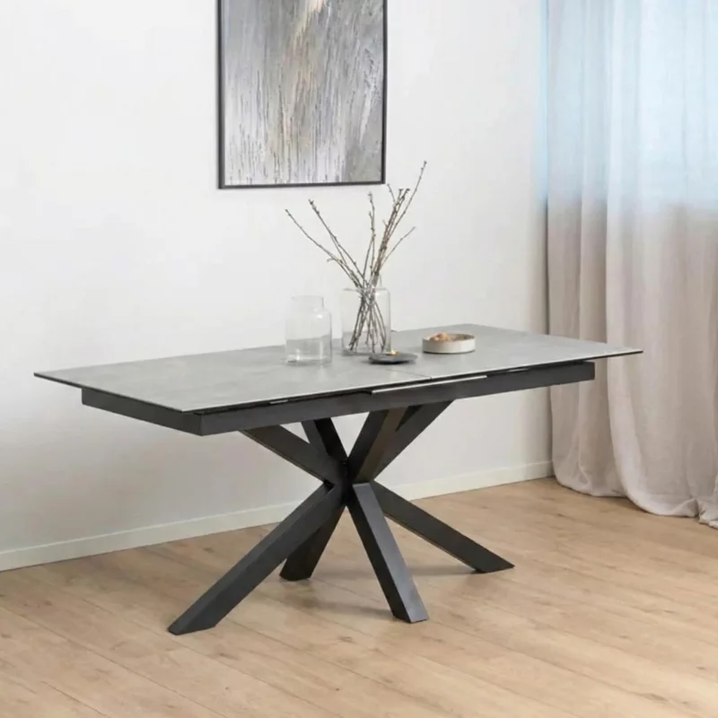 Photo 1 of Heaven extending dining table - 6-8 seater - 168cm-210cm - grey ceramic - with star legs Photo 1 of Heaven extending dining table - 6-8 seater - 168cm-210cm - grey ceramic - with star legs