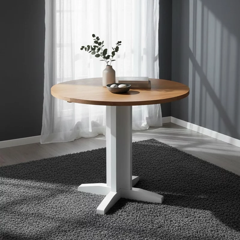 Photo 1 of Lundy round drop leaf dining table - 2-4 seater - 30cm-90cm - white painted Photo 1 of Lundy round drop leaf dining table - 2-4 seater - 30cm-90cm - white painted