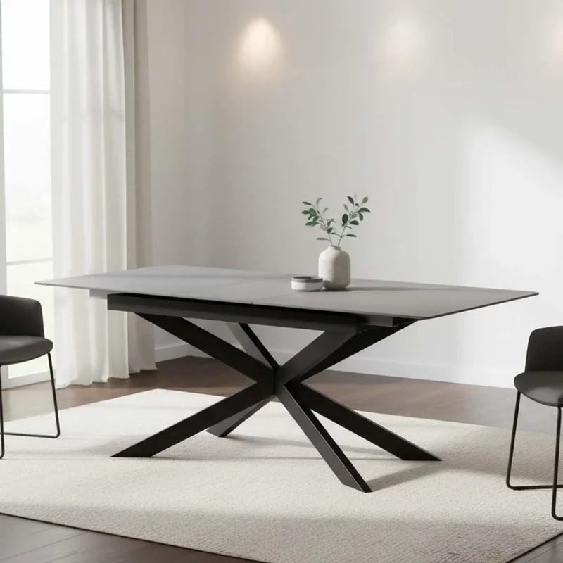 Photo 1 of Azzurra extending dining table 6-8 seater 160cm-200cm grey sintered stone Photo 1 of Azzurra extending dining table 6-8 seater 160cm-200cm grey sintered stone