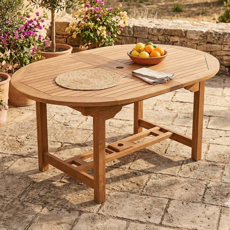 Photo 1 of Avon teak oval extending dining table - 150-210cm Photo 1 of Avon teak oval extending dining table - 150-210cm