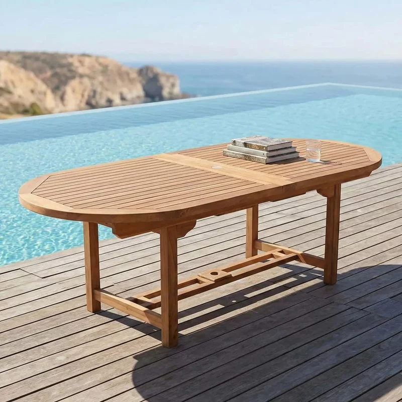 Photo 1 of Avon teak oval extending dining table - 240-300cm Photo 1 of Avon teak oval extending dining table - 240-300cm
