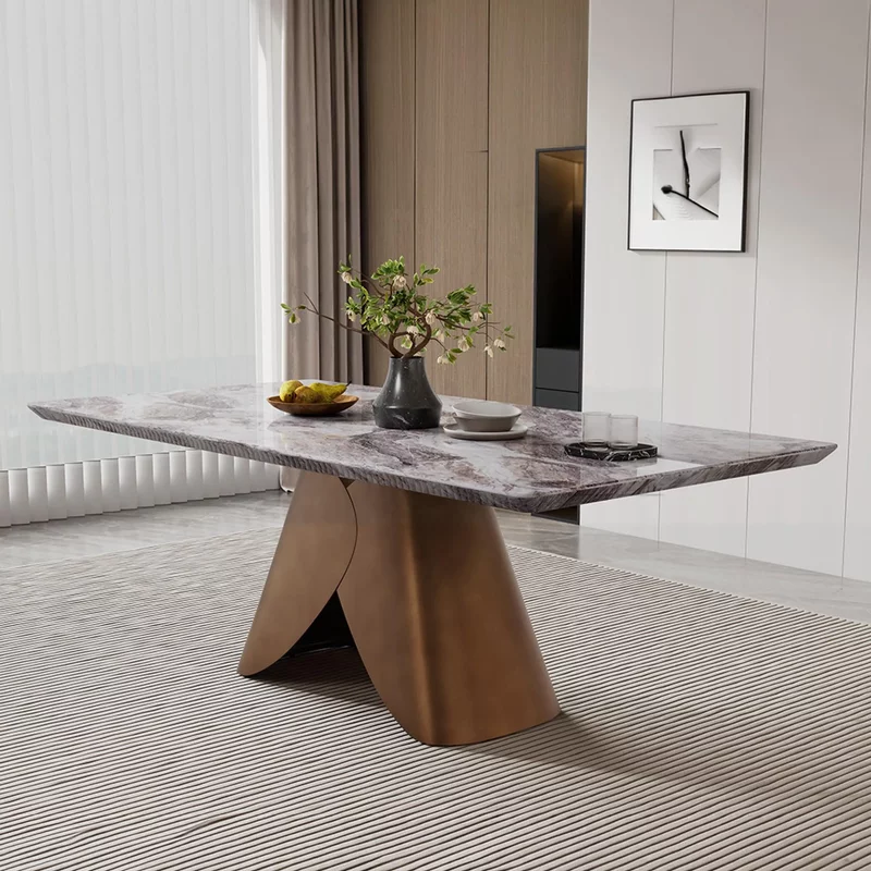 Photo 1 of Enterprise dining table - grey marble - brass base - sizes available Photo 1 of Enterprise dining table - grey marble - brass base - sizes available
