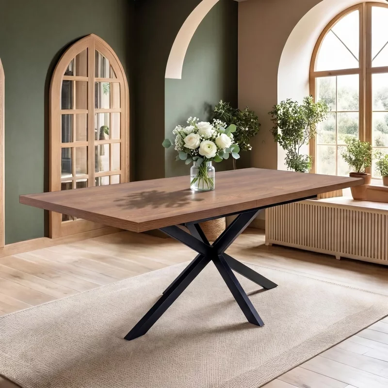 Photo 1 of Panama extending dining table - 6-8 seater - 160cm-200cm - spider legs - dark oak Photo 1 of Panama extending dining table - 6-8 seater - 160cm-200cm - spider legs - dark oak