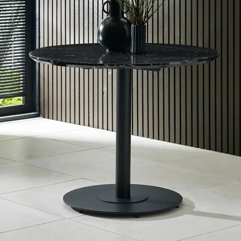 Photo 1 of Luca dining table - 80cm - 2 seater - round - black - marble effect and metal Photo 1 of Luca dining table - 80cm - 2 seater - round - black - marble effect and metal