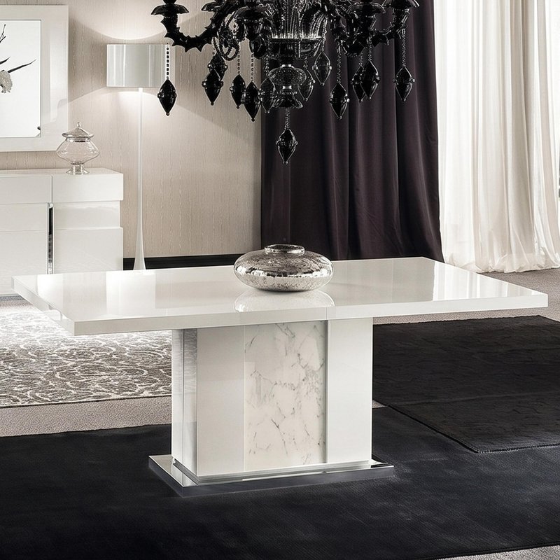 Photo 1 of Canova extending pedestal dining table - 6-8 seater - 160-210cm - white gloss Photo 1 of Canova extending pedestal dining table - 6-8 seater - 160-210cm - white gloss