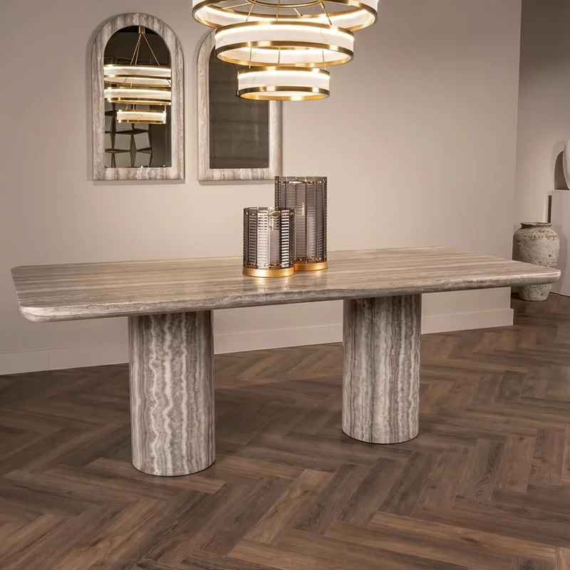 Photo 1 of Dulce dining table - 225cm - 8 seater - double pedestal - grey - marble Photo 1 of Dulce dining table - 225cm - 8 seater - double pedestal - grey - marble