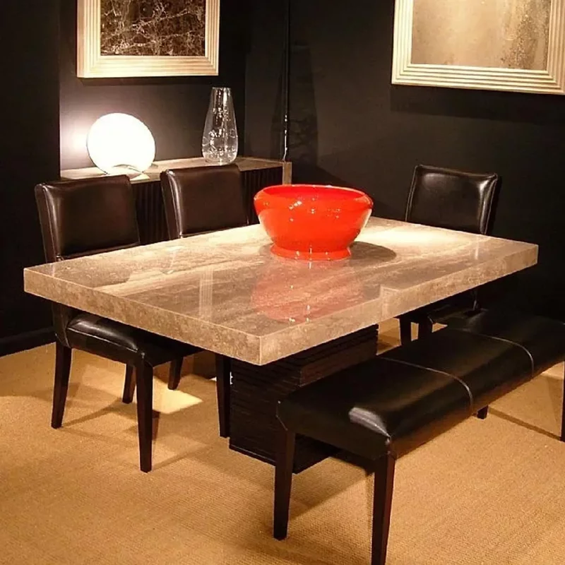 Photo 1 of Espresso dining table - marble with pedestal base - variation available Photo 1 of Espresso dining table - marble with pedestal base - variation available