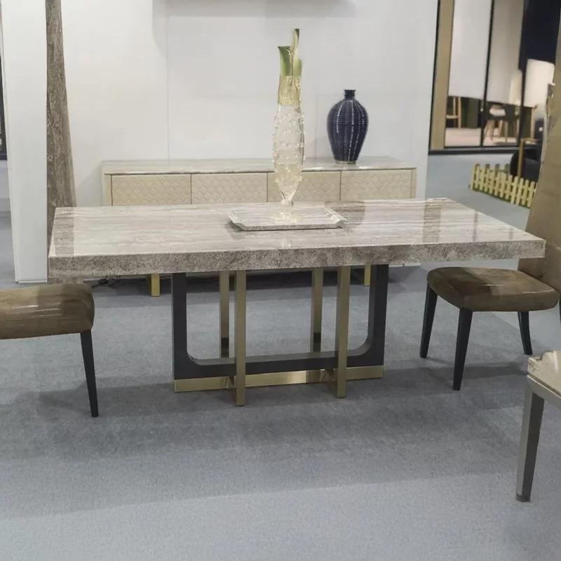 Photo 1 of Harry dining table - marble with metal pedestal base - variation available Photo 1 of Harry dining table - marble with metal pedestal base - variation available