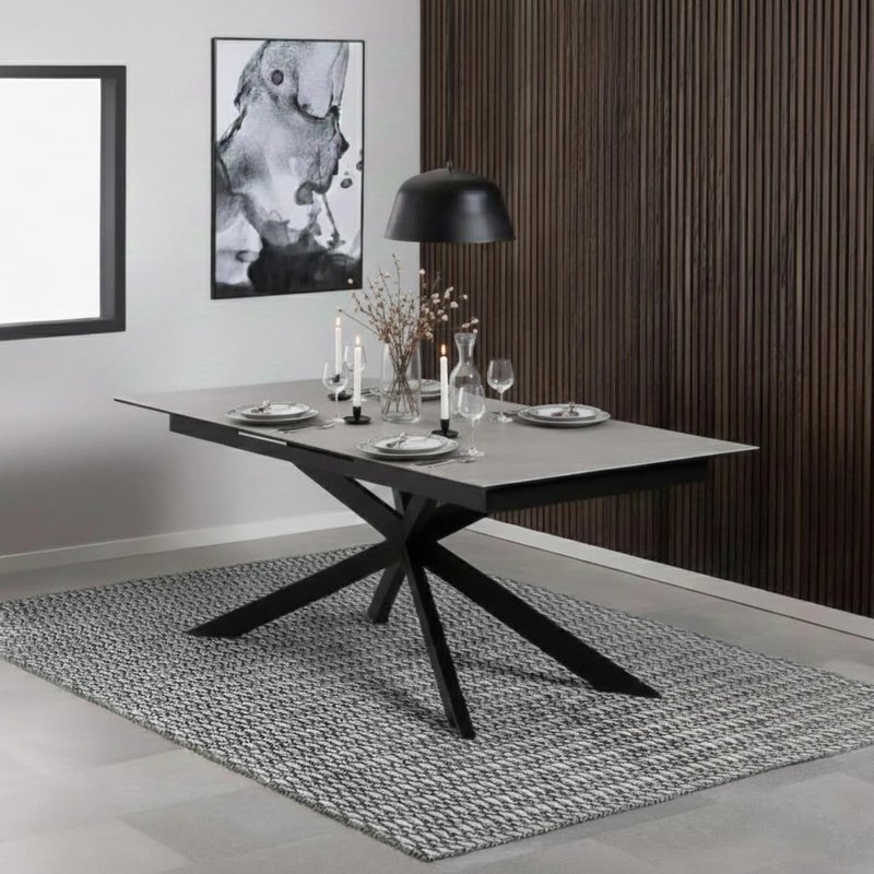 Photo 1 of Irwine extending dining table - 8-10 seater - 200cm-240cm - grey ceramic - with star legs Photo 1 of Irwine extending dining table - 8-10 seater - 200cm-240cm - grey ceramic - with star legs