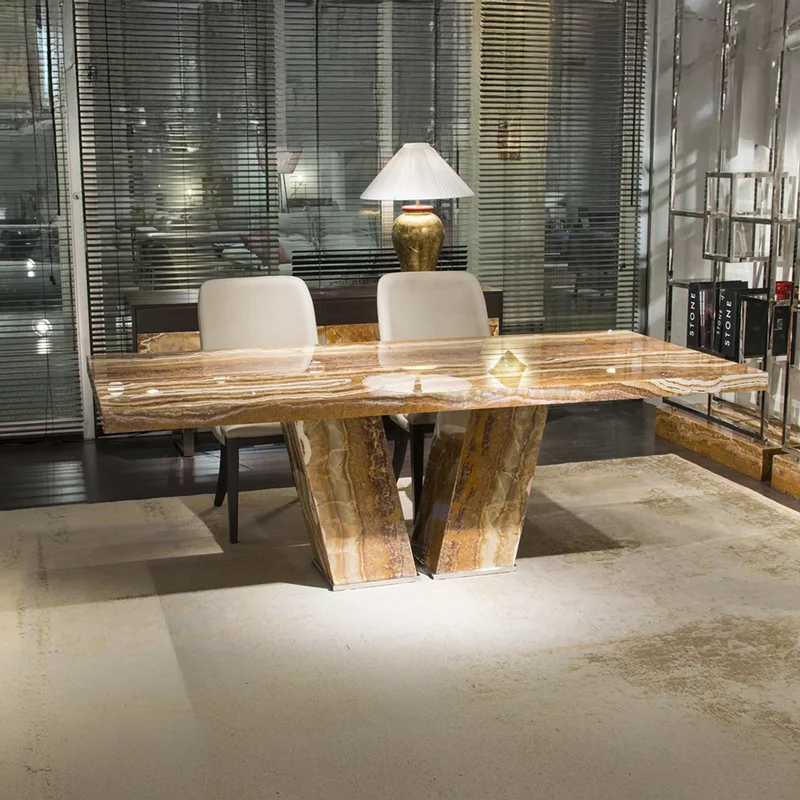 Photo 1 of Vertigo dining table - marble with pedestal base - variation available Photo 1 of Vertigo dining table - marble with pedestal base - variation available