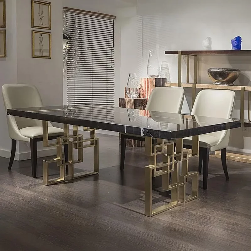 Photo 1 of Windows dining table - marble with brass pedestal base - variation available Photo 1 of Windows dining table - marble with brass pedestal base - variation available