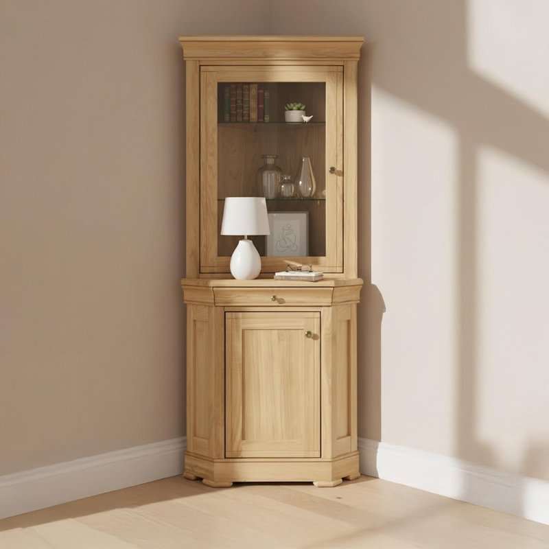 Photo 1 of Moreno 2 door corner display cabinet - oak Photo 1 of Moreno 2 door corner display cabinet - oak