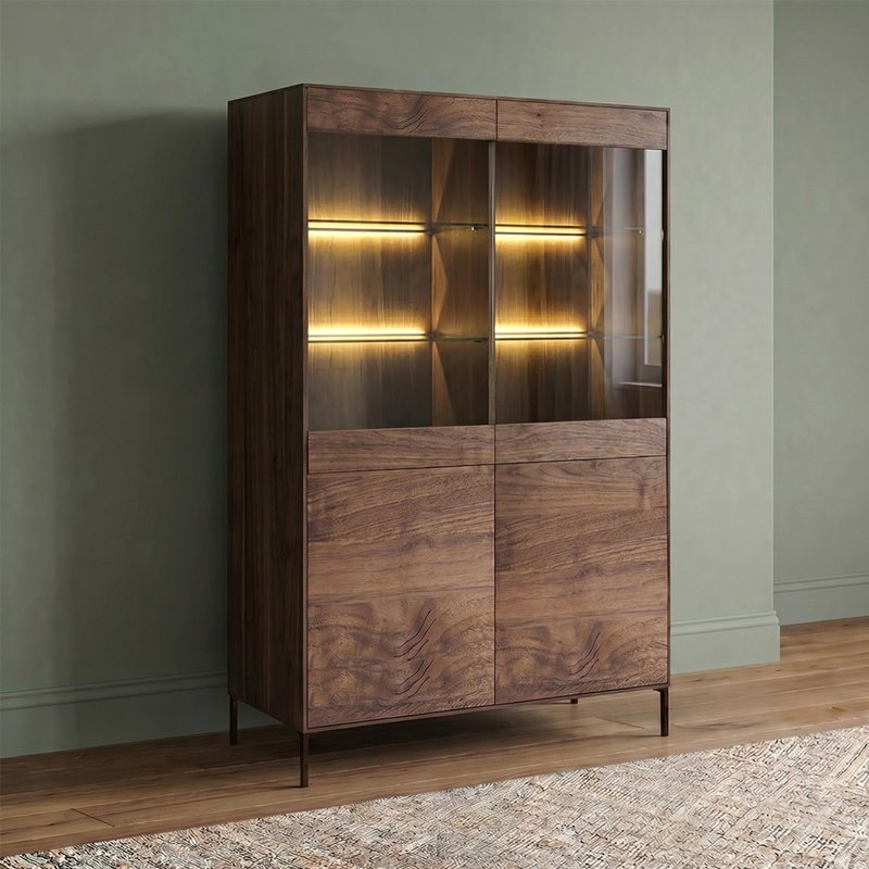 Photo 1 of Helga display cabinet - 4 door - oiled walnut - variation available Photo 1 of Helga display cabinet - 4 door - oiled walnut - variation available