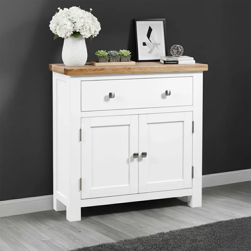 Photo 1 of Lundy compact sideboard - 2 door - 80cm - white painted Photo 1 of Lundy compact sideboard - 2 door - 80cm - white painted